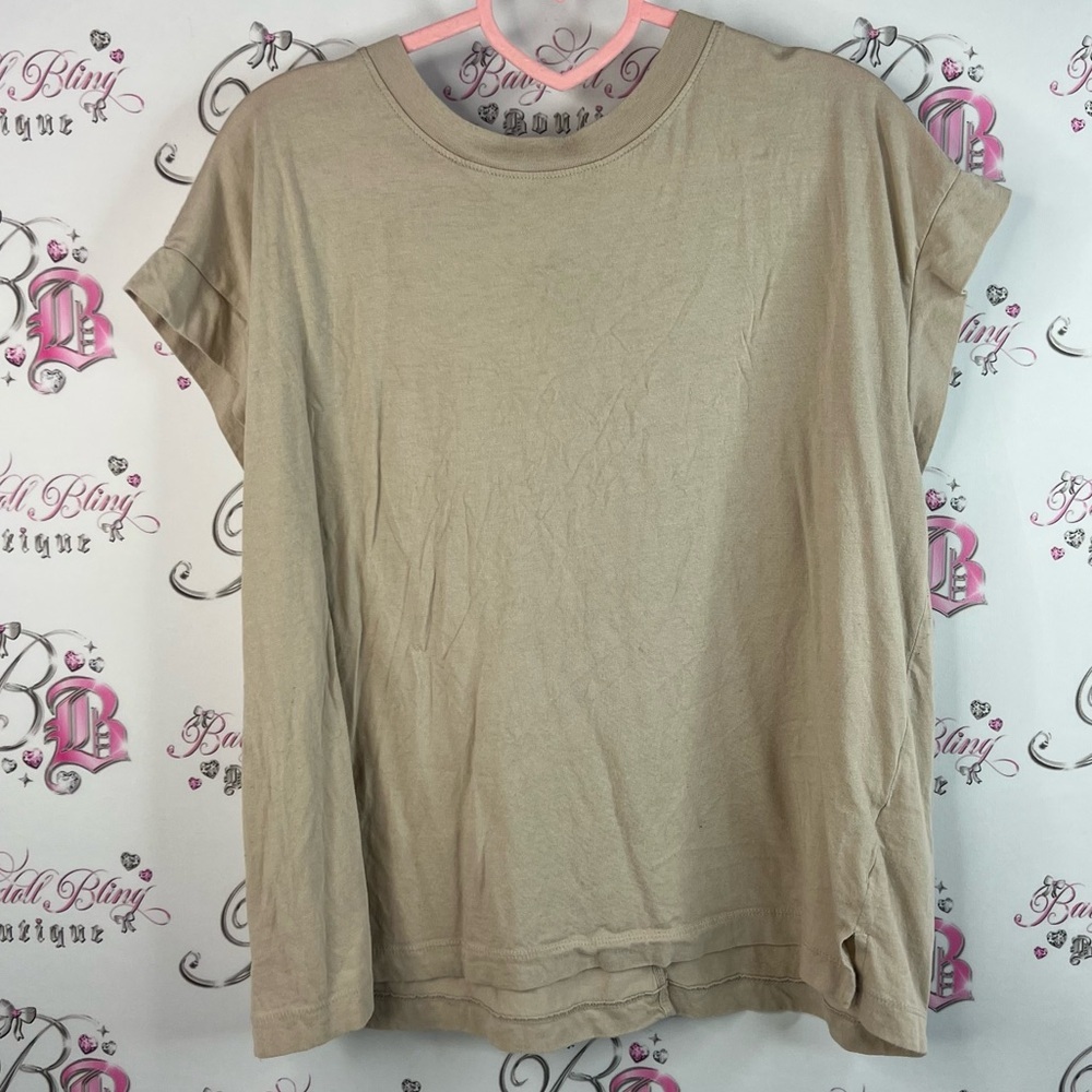 A new day top tshirt flowy comfy beige light cream Casual Tan Women's Top